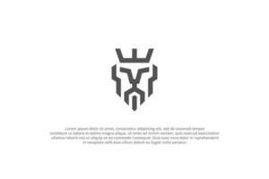 logo rigid lion minimal abstract king crown vector