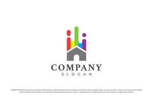 logo rainbow house colorful real estate home vector