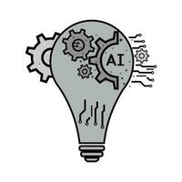 bulb light idea with brain and gears Artificial Intelligence isolated icon vector illustration design. using technology concept.