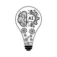 bulb light idea with brain and gears Artificial Intelligence isolated icon vector illustration design. using technology concept.