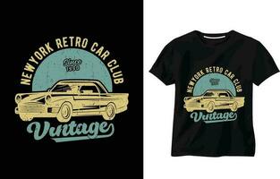 vector new york retro car club label with vintage vehicle t-shirt design