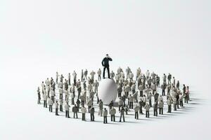 Generative AI illustration of HR manager or human resources. Leader stands out from crowd. photo