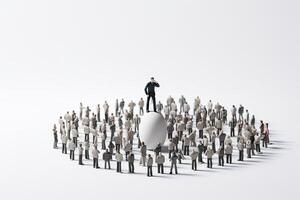 illustration of HR manager or human resources. Leader stands out from crowd. photo