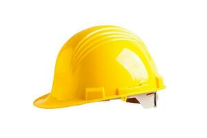 Yellow helmet isolated on white background with clipping path, protect to safety for engineer in construction site. photo