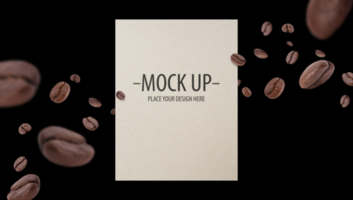 Flying whirl roasted coffee beans with copy space mockup template psd