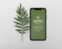 iPhone screen mockup template with forest leaves psd