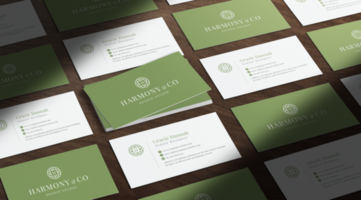 Business cards in a diagonal mockup psd