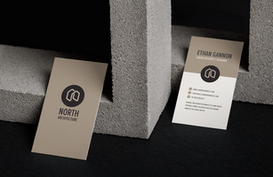 Minimal business card mockup with concrete block psd