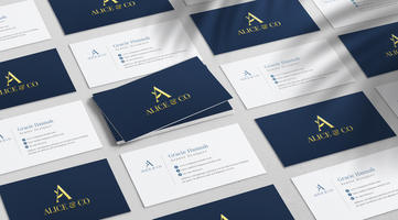 Business cards in a diagonal mockup psd