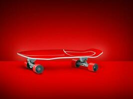 red skateboard isolated on red background photo