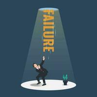 Failure falls and the  businessman is under it. Failed the business concept vector illustration