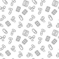 Pills, Granules, Tablets over Hand Seamless Pattern for Printing and Wrapping vector