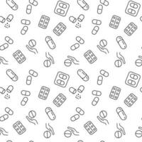 Pills, Granules, Tablets over Hand Seamless Pattern for Printing and Wrapping vector