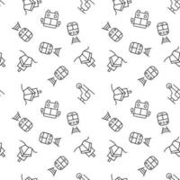 Seamless monochrome repeating pattern of bus, ship, train, helicopter vector