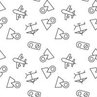 Seamless monochrome repeating pattern of deckchair, location pin, airplane, door hanger vector