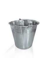 empty metal bucket on white background photo