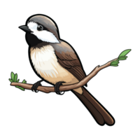 Fluffy appearance Chickadee illustration in cartoon style png