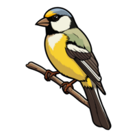 fluffy appearance American Goldfinch illustration in cartoon style png