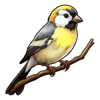 fluffy appearance American Goldfinch illustration in cartoon style png