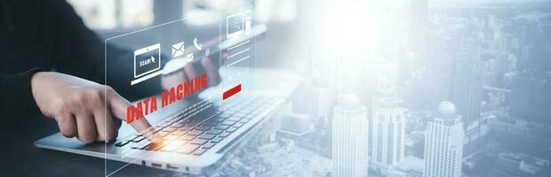 Cyber security and Security password login online concept  Hands typing and entering username and password of social media, log in with smartphone to an online bank account, data protection hacker photo