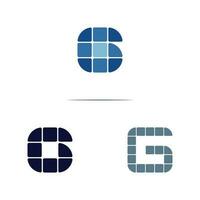 Letter G or 6 Solar panel logo design vector