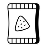 A linear design icon of nachos packet vector