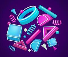 Set of colorful 3d geometric shapes. Elements for design. Isolated vector objects. Suitable for elements and backgrounds