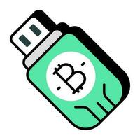 Creative design icon of bitcoin usb vector