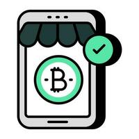 Premium download icon of mobile bitcoin shop vector