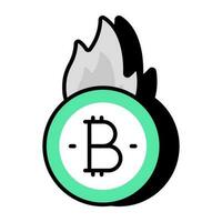 Trendy vector design of bitcoin burn