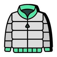 Icon of puffer jacket in flat design vector