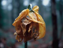 Dewy Daffodil Bloom in Cinematic Warm Tones on Film with Grainy Texture - photo