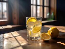 A Slice of Summer - A Still Life of Lemonade and Sunlight - AI generated photo