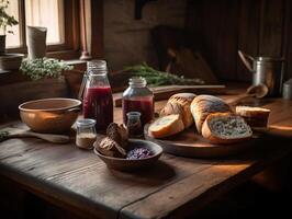 Natural Simplicity - A Cozy Coffee Scene on a Weathered Table - photo
