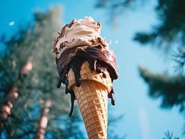 Summer Dreams - A Cinematic Image of a Melting Ice Cream Cone - AI generated photo