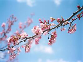 Nostalgic Delight - A Soft-Focus Cherry Blossom Photograph - AI generated photo