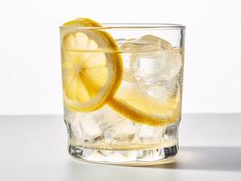 Refreshing Summer Sip - A Close-Up of Lemonade on Ice - photo