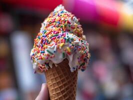 A Close-Up Look at a Melting Ice Cream Cone on a Hot Summer Day - photo