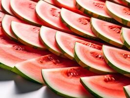 Minimalist Watermelon Slices on White Background - Graphic Shapes, Patterns, Clean, Modern, Playful - photo