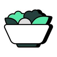 un creativo diseño icono de ensalada cuenco vector