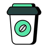 An editable design icon of takeaway drink vector