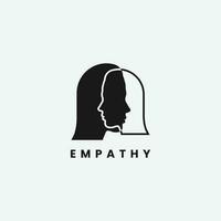eps10 vector empathy or psychologist logo design template. Two abstract human profile or psychotherapy symbol isolated on grey background
