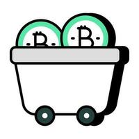 A unique design icon of bitcoin mining cart vector