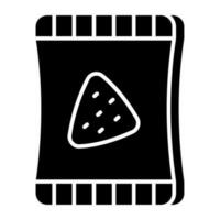 A solid design icon of nachos packet vector