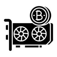 un único diseño icono de bitcoin gpu tarjeta vector