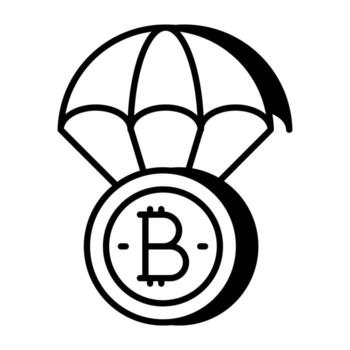A linear design icon of bitcoin airdrop vector