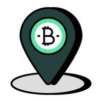 A flat design icon of bitcoin location vector