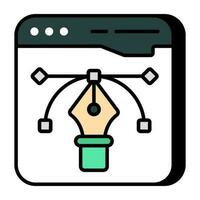 Pen with nodes, bezier tool icon vector