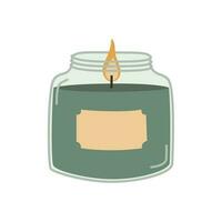 Burning candles in a jar. Doodle style. Decorative wax candles for relax and spa vector