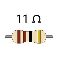 11 Ohm Resistor. Four Band Resistor vector